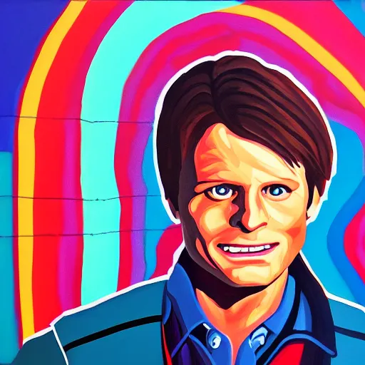 Prompt: a painting of marty mcfly from back to the future