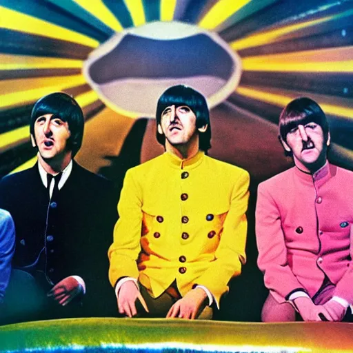 Image similar to the beatles in a yellow submarine