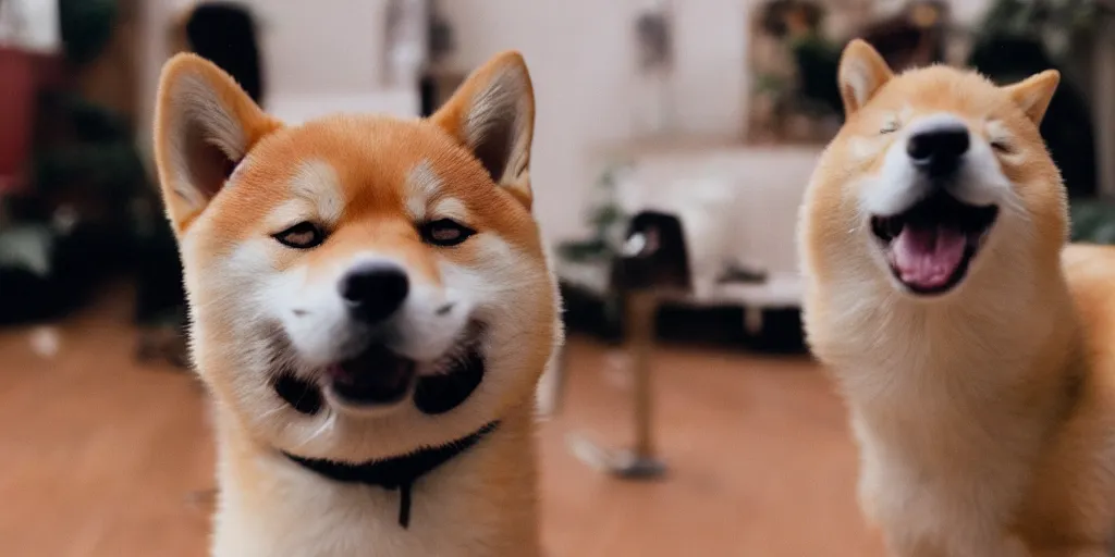 Prompt: Shiba Inu is the best Youtuber, cinestill 800t