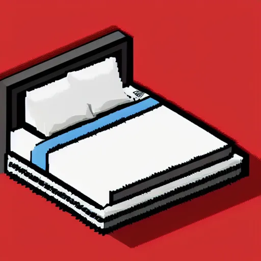 Image similar to a paper model of a bed with a red blanket, pixel art by xul solar, polycount contest winner, pixel art, flat shading, # pixelart, ambient occlusion