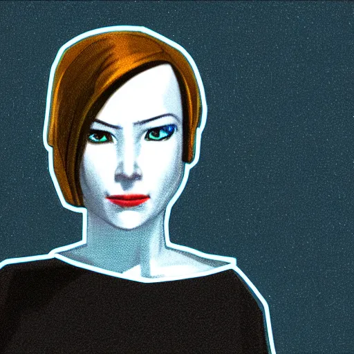 Image similar to portrait of Glados from the videogame Portal