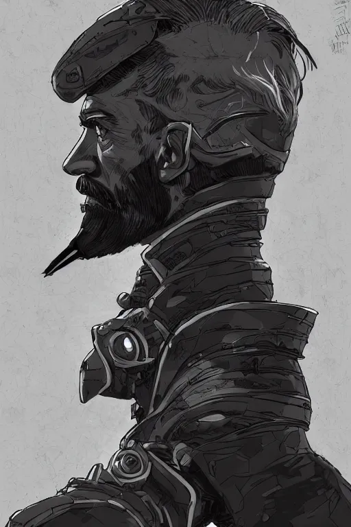 Image similar to Portrait of abolitionist John Brown with a beard wearing futuristic power armor, fantasy, intricate, highly detailed, digital painting, trending on artstation, sharp focus, illustration, style of Stanley Artgerm and Dan Mumford