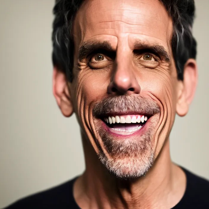 Image similar to portrait of ben stiller, smiling towards the camera. getting 0 years younger. detailed, 4 k, morning hour.