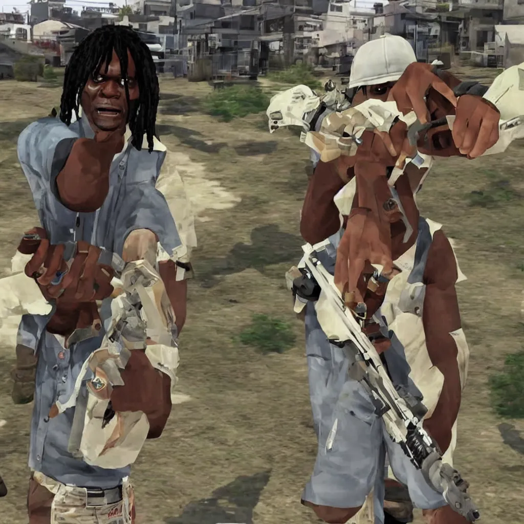 Image similar to Chief Keef as a GTA San Andreas character, screenshot from the game