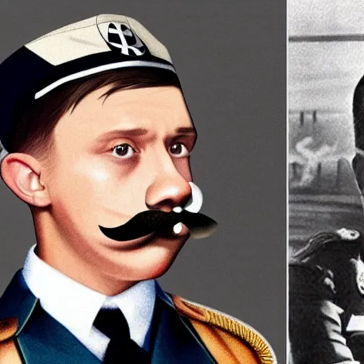 Prompt: tom holland as adolf hitler with Hitler mustache