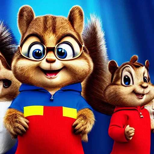 Image similar to alvin and the chipmunks live action, modern united states propaganda video