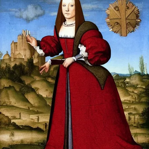 Image similar to a dog in a dress during the Renaissance