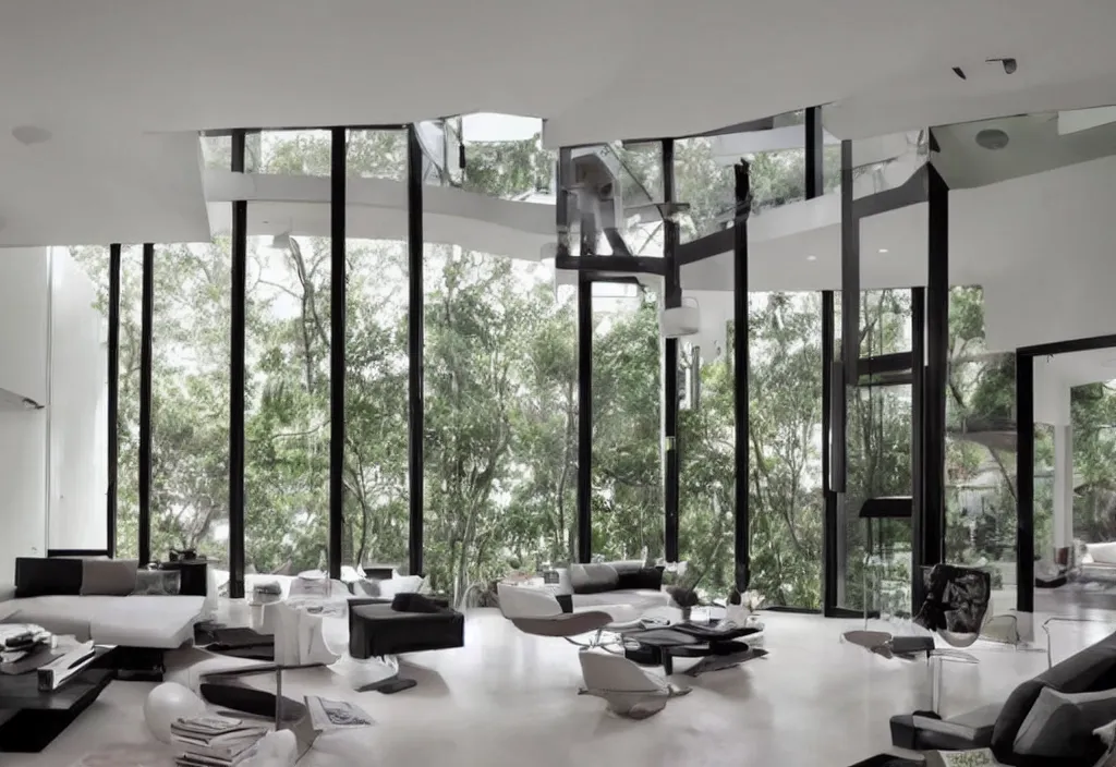 Image similar to a modern interior design, living room, residential design, floor - to - ceiling windows, by gracinha viterbo, trending ，