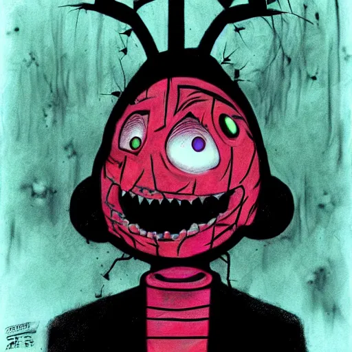 Image similar to invader zim, horror movie poster, hyperrealism