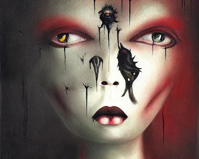 Prompt: a surreal painting a painting of a strange creature, by anja millen