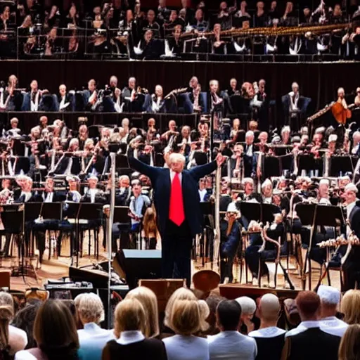 Prompt: donald trump conducting an orchestra, amazing