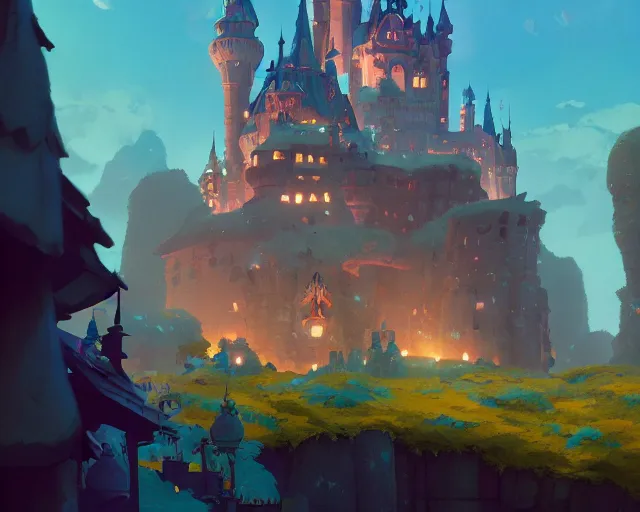 Image similar to fantasy castle with a dragon, cory loftis, james gilleard, atey ghailan, makoto shinkai, goro fujita, studio ghibli, rim light, exquisite lighting, clear focus, very coherent, plain background, soft painting