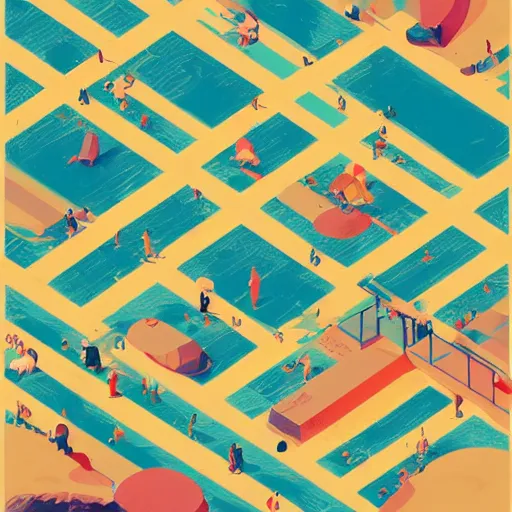 Image similar to Isometric Beach Painting by Sachin Teng, asymmetrical, Organic Painting , Matte Painting, geometric shapes, hard edges, graffiti, street art,:2 by Sachin Teng:4