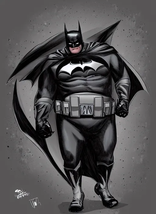 Prompt: Fat Batman, detailed digital art trending on Artstation