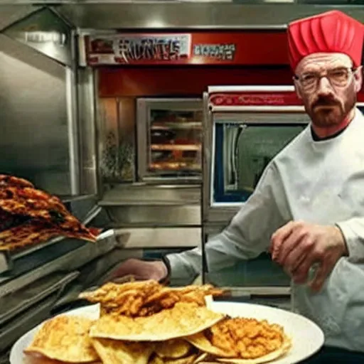 Prompt: walter white as a kebab seller