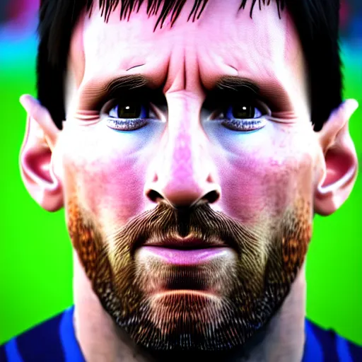 Image similar to up-close detailed portrait of Lionel Messi, 4k, highly detailed