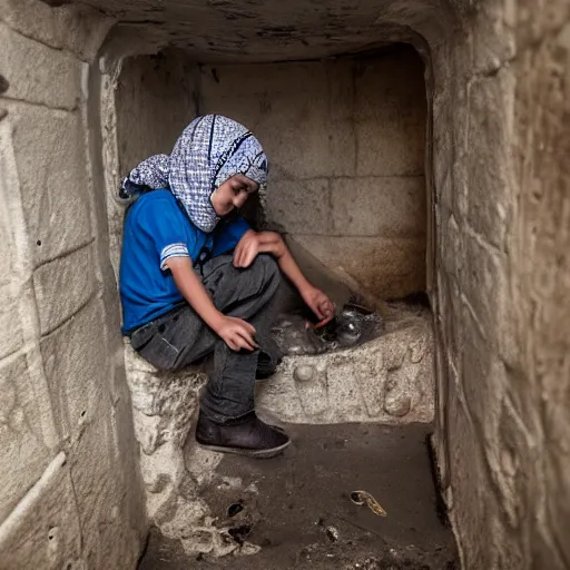 Image similar to picture of palestina boys criend in mother tomb, image upscaler, hyperrealistic, very details, hd image, 4 k, pulitzer award winner