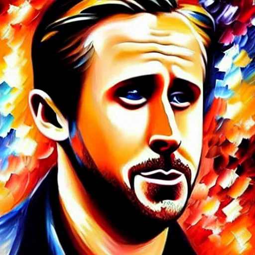 Prompt: ryan gosling in style of leonid afremov