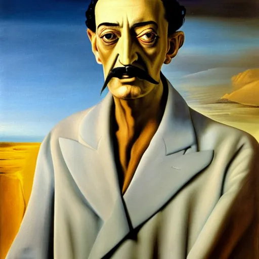 Image similar to painting of Salvador Dali by Salvador Dali , highly detailed, 8k, cinematic,