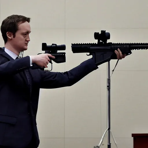 Image similar to mark zuckermedvedev demonstrating ar 1 5 rifle on his trial testimony