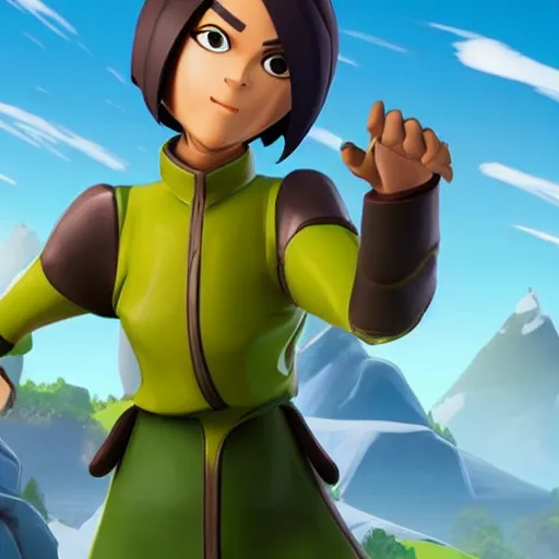 Image similar to toph beifong in fortnite, character render, full body shot, highly detailed, in game render