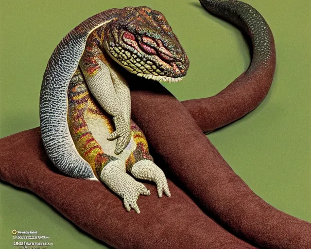 Image similar to plush langford's basilisk, art by national geographic, nature show