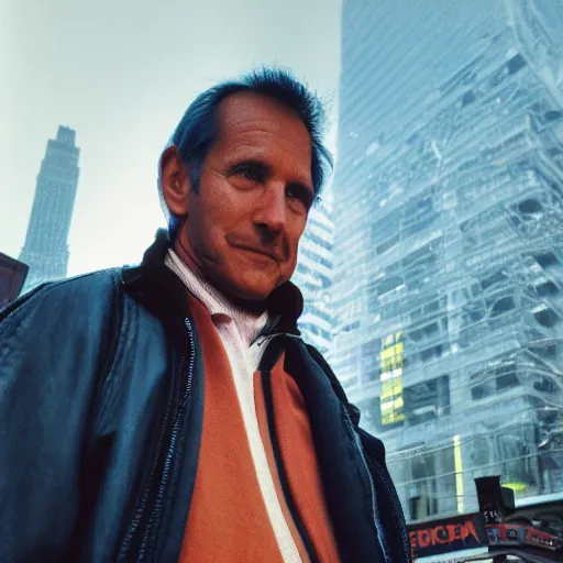 Prompt: closeup portrait of a man piloting a spaceship in a smoky new york street , by Annie Leibovitz and Steve McCurry, natural light, detailed face, CANON Eos C300, ƒ1.8, 35mm, 8K, medium-format print