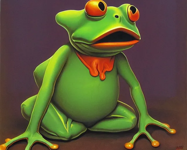 Image similar to The Clown Frog King welcomes you Clown World, painting by Ralph McQuarrie