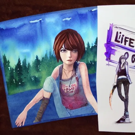 Image similar to the video game life is strange, watercolour