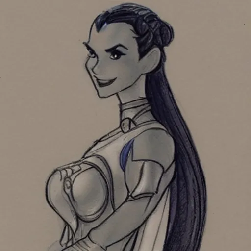 Image similar to milt kahl sketch of victoria justice as princess padme from star wars episode 3