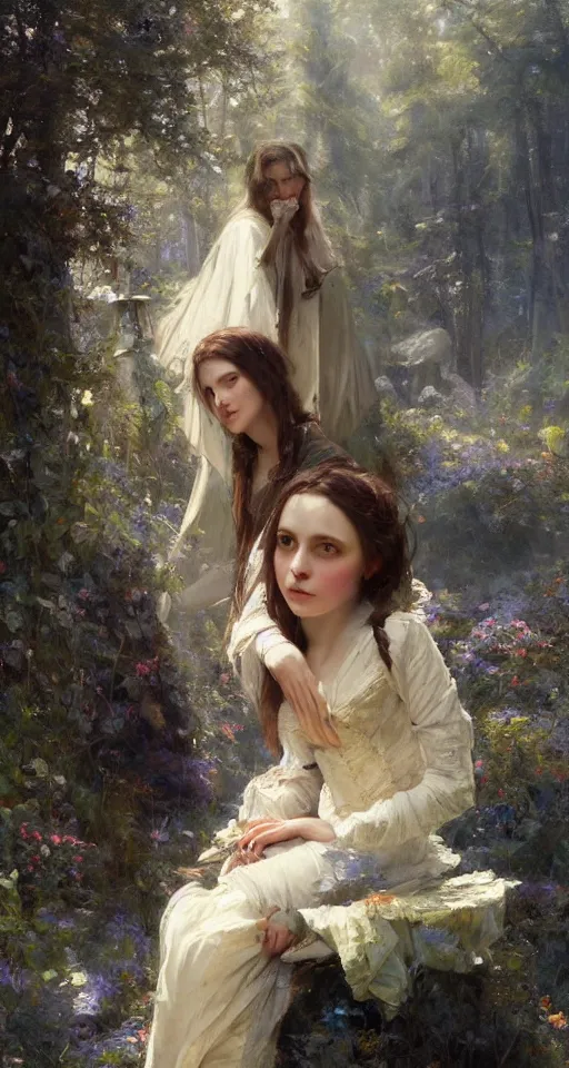 Image similar to no people. Solomon Joseph Solomon and Richard Schmid and Jeremy Lipking victorian genre painting portrait painting ofa fairy tail wizards castle tower