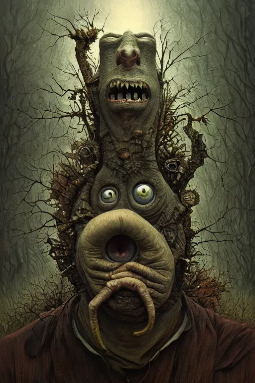 Prompt: gediminas pranckevicius | close up portrait of a monster in the sinister valley of despair, one mouth, one nose, two eyes, oil painting by tomasz jedruszek, cinematic lighting, pen and ink, intricate line, hd, 4 k, million of likes, trending on artstation greg rutkowski and alphonse mucha