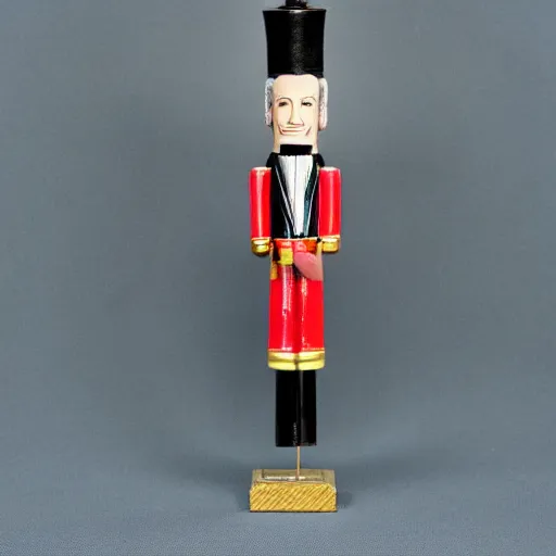 Prompt: jeffrey epstein nutcracker doll, realistic photograph