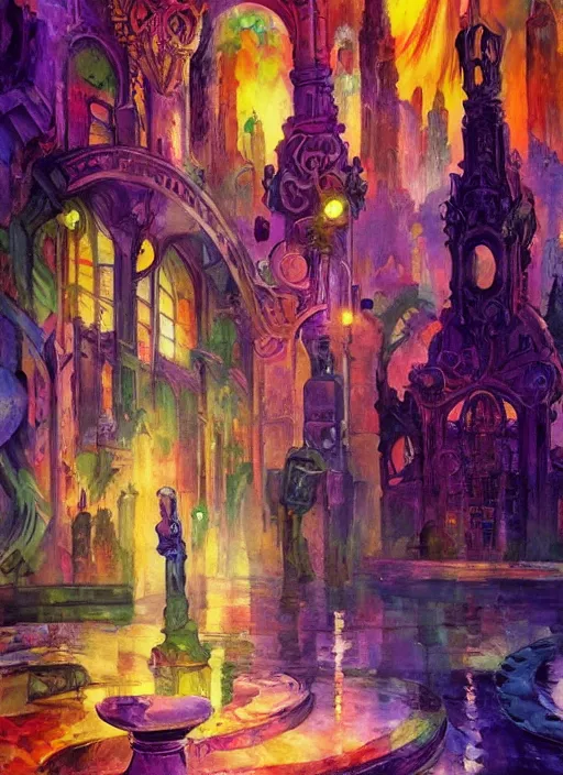 Image similar to ethereal city lost in time, art station, fauvism, art nouveau, felix kelly, johan grenier, hd, digital painting