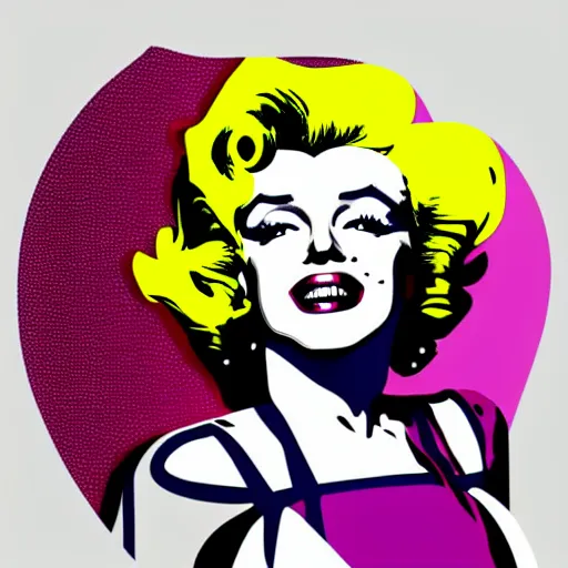 Image similar to marilyn monroe in a billowing white dress, updraft, fallout 7 6 retro futurist illustration art by butcher billy, sticker, colorful, illustration, highly detailed, simple, smooth and clean vector curves, smooth andy warhol style