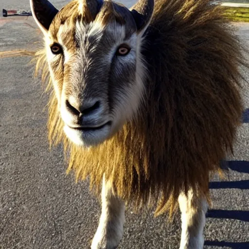 Prompt: half goat, half lion