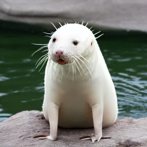 Image similar to albino amphibious otter seal hybrid.