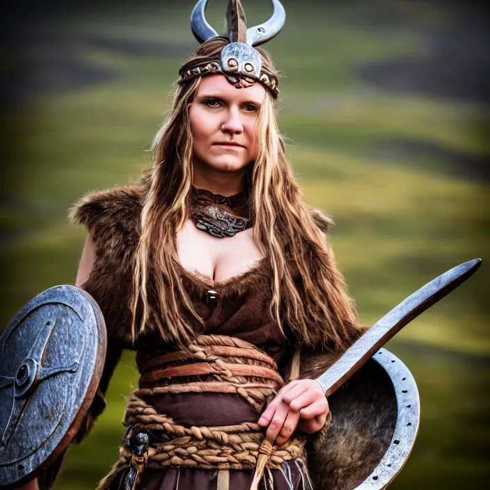 Image similar to full body photograph of a beautiful!!!! viking woman. extremely detailed. dslr. 8 5 mm.