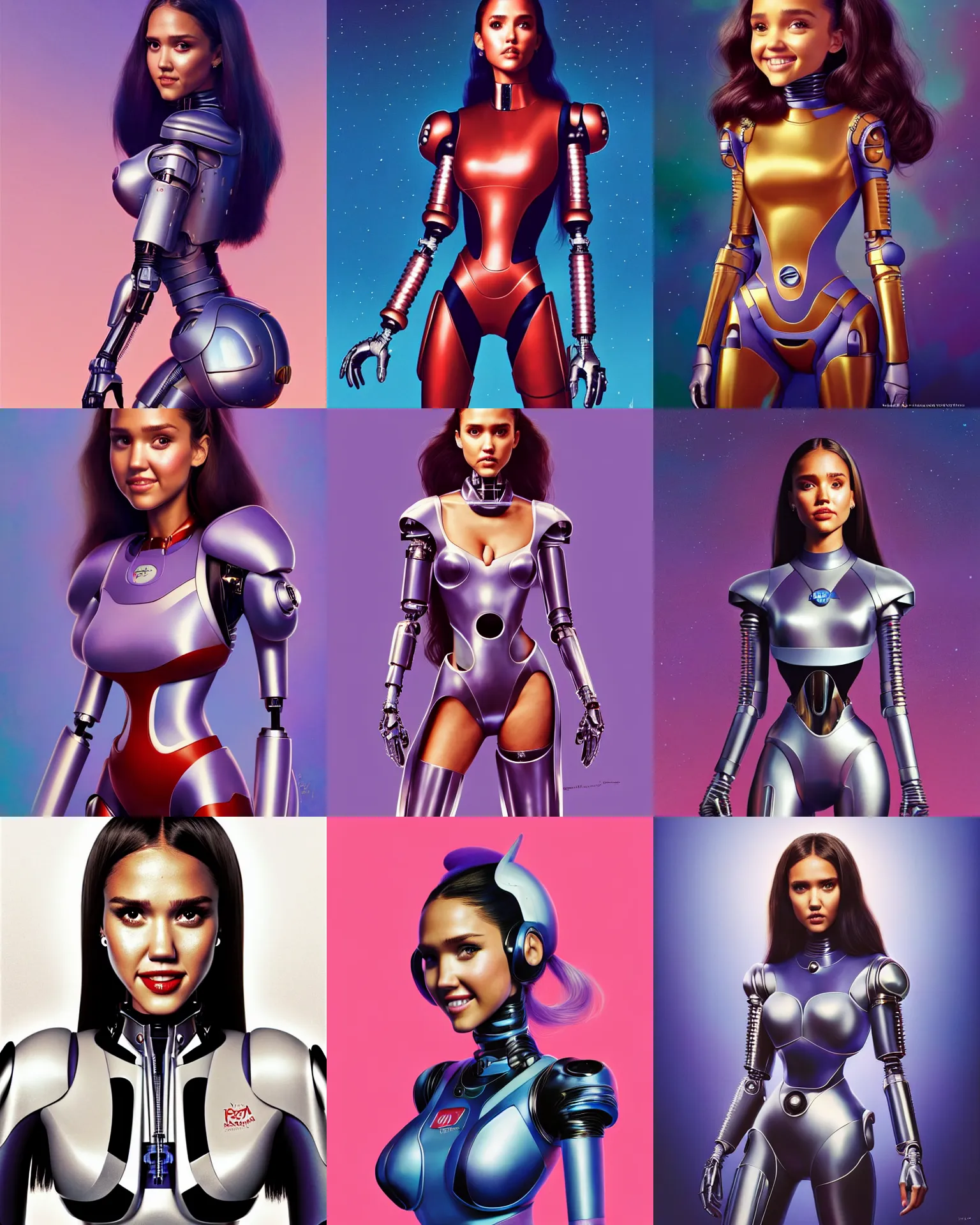 Prompt: disney pixar portrait photo of jessica alba, madison beer, adriana lima, ariana grande, wearing elaborate costume : : as sci - fi spacesuit cyborg woman by pixar : : by weta, greg rutkowski, wlop, ilya kuvshinov, rossdraws, artgerm, annie leibovitz, alphonse mucha, ue 5, artstation trending : :