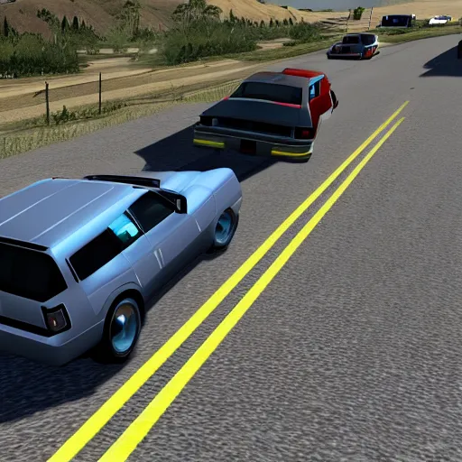Prompt: still frame from the game beamng. drive