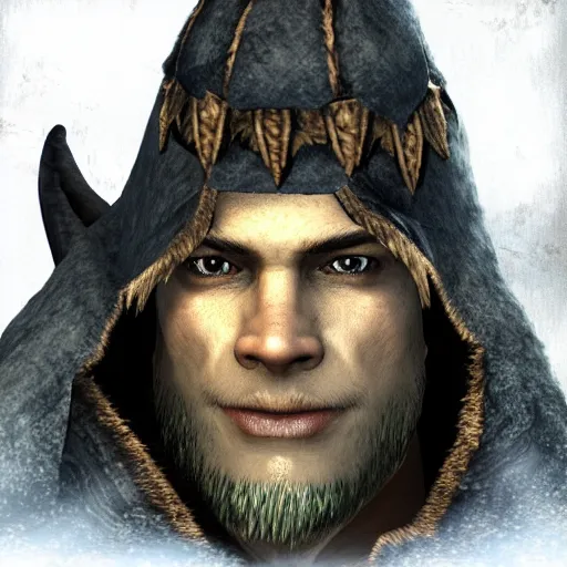 Image similar to Dragon from Skyrim in russian ushanka hat,