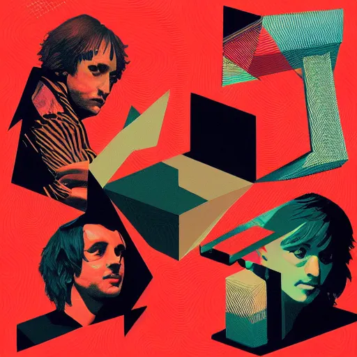 Prompt: Album Art for The Strokes, \'Emulador\', psx1 , Geometric 3d shapes, Video Games, marijuana, smoke, by Sachin Teng, Trending on artstation