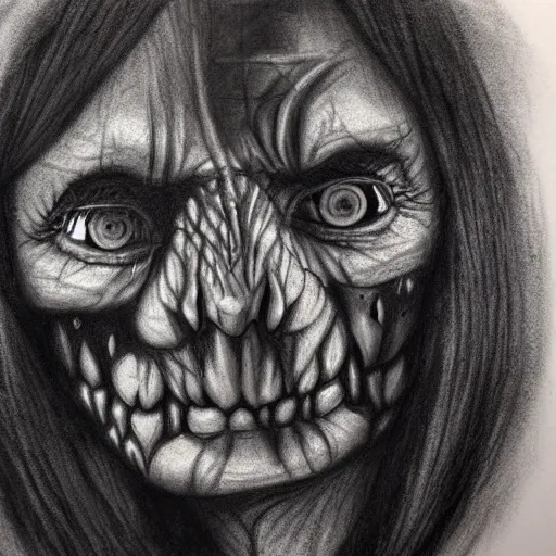 Prompt: stuff of nightmares | charcoal