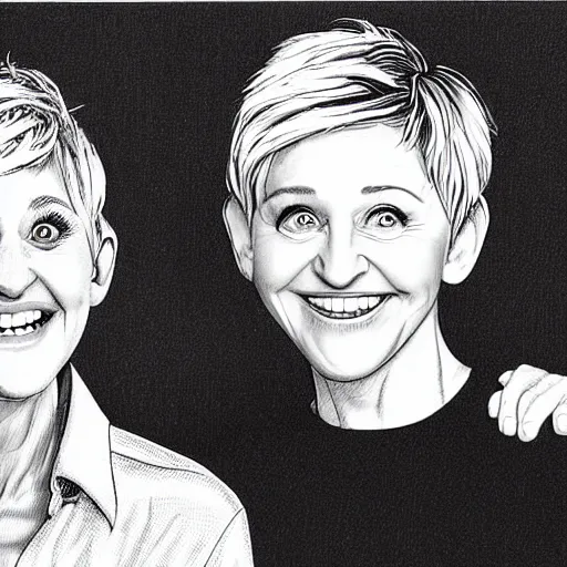 Image similar to ellen degeneres and anne heche drawn by robert crumb