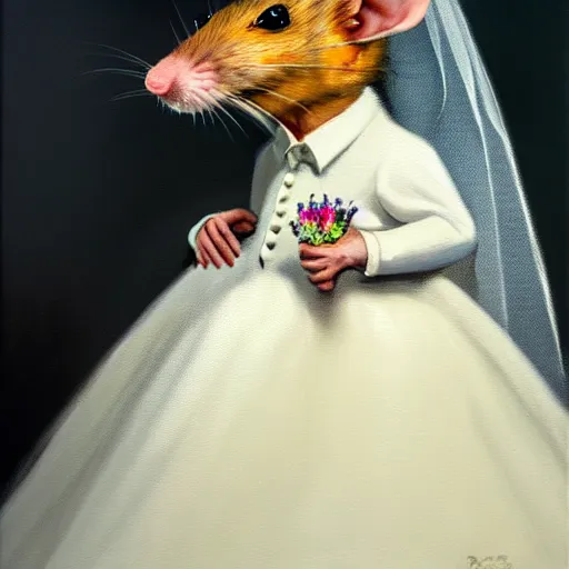 a cute chinchilla in a wedding gown a Stable Diffusion