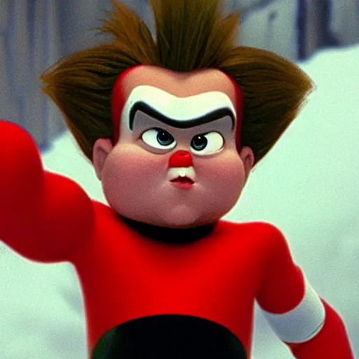 Image similar to syndrome from the incredibles in rudolph the red nosed reindeer