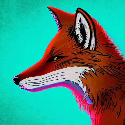 Prompt: digital fox, retrowave palette, digital world, highly detailed, electric breeze, anatomically correct vulpine, dynamic synth feel, fluffy face, ear floof, flowing fur, super realism, accurate animal imagery, 4 k digital art