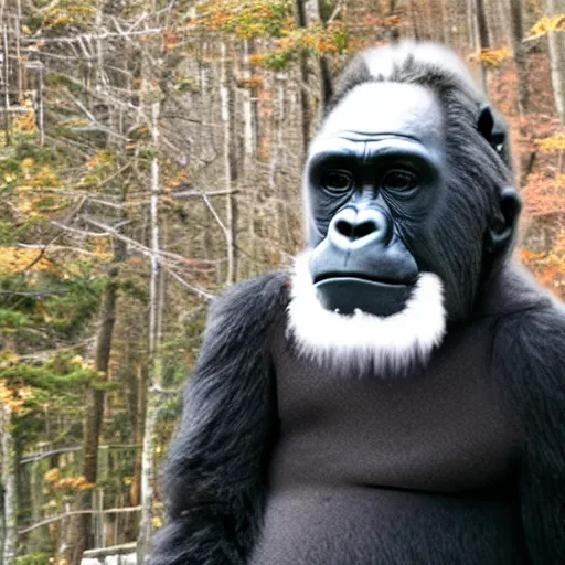 Prompt: A photo of Walter White in a gorilla suit in New Hampshire