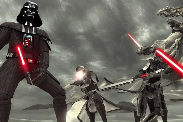 Image similar to Screenshot from Darth vader in Xenoblade Chronicles