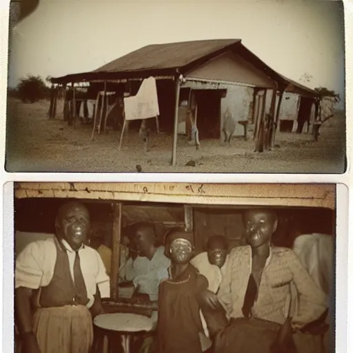 Image similar to old polaroids of african taverns, kuka shops, rural tavern, namibia